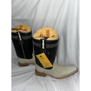 Cowboy Rodeo Boots‎ Exotic Leather White Genuine Ostrich Skin Women’s Sz 8.5